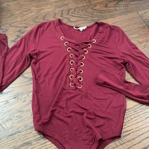 Boutique Store , Maroon long sleeve body suit